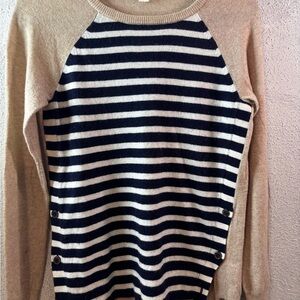 J. Crew Factory Striped Sweater - Navy and Tan